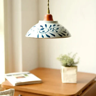 CERAMI White Ceramic with Blue Pattern Ceiling Light – view 6