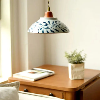 CERAMI White Ceramic with Blue Pattern Ceiling Light – view 3