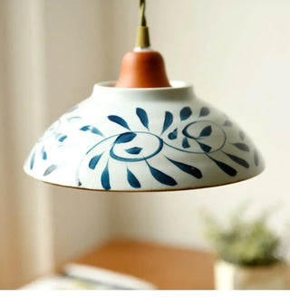 CERAMI White Ceramic with Blue Pattern Ceiling Light – view 4