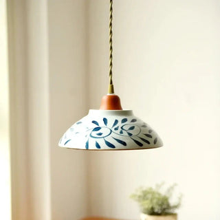 CERAMI White Ceramic with Blue Pattern Ceiling Light – view 1