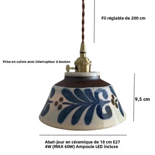 DOUSTRUS Ceramic Floral Blue Pattern Ceiling Light – view 5