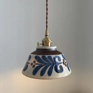 DOUSTRUS Ceramic Floral Blue Pattern Ceiling Light – view 2