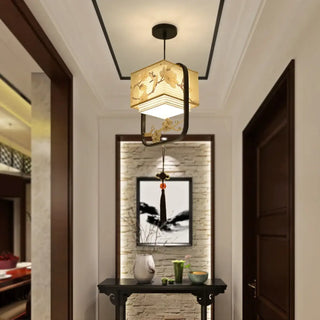 Chinese traditional wooden pendant lamp, soft ambient lighting hanging ceiling fixture