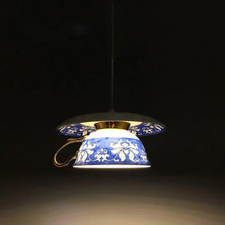 CHINI Chinese-Style Blue Floral Cup Ceiling Light – view 5