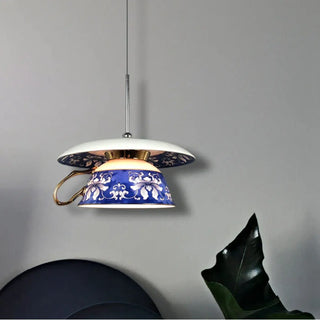 CHINI Chinese-Style Blue Floral Cup Ceiling Light – view 1