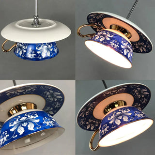 CHINI Chinese-Style Blue Floral Cup Ceiling Light – view 4