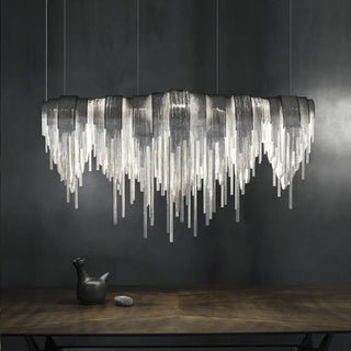 Chrome pendant light, luxury reflective finish ceiling fixture for modern living room