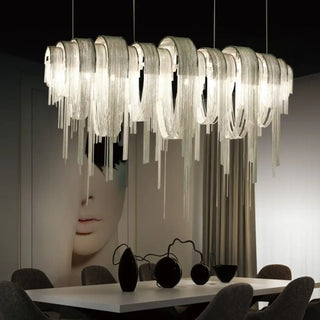 Modern chrome pendant, reflective luxury ceiling light for living room decor