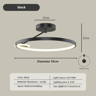 Suspension Minimaliste – Lampe Suspendue Circulaire en Métal | Luminaire de Plafond Moderne