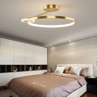 Minimalist circle pendant lamp close-up — clean metal ceiling light