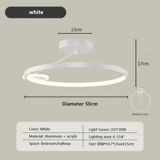 Suspension Minimaliste – Lampe Suspendue Circulaire en Métal | Luminaire de Plafond Moderne