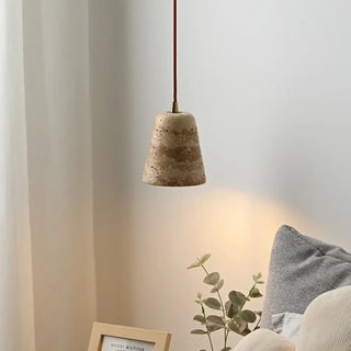 Conical pendant light, natural stone and metal lamp for modern homes ceiling