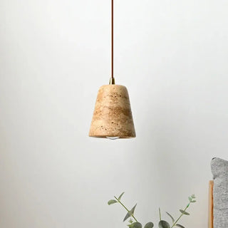 Natural stone conical pendant lamp, metal modern ceiling hanging light