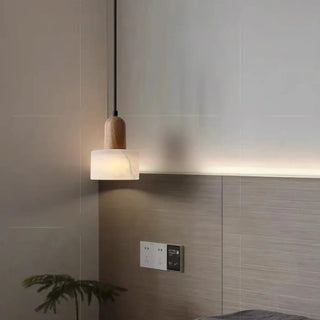 AMBILA Contemporary Marble and Natural Wood Ceiling Light – view 3