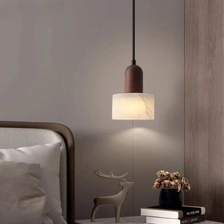 AMBILA Contemporary Marble and Natural Wood Ceiling Light – view 1