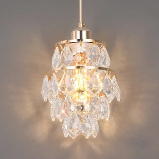 Crystal geometric pendant light, luxury faceted hanging ceiling lamp for living room