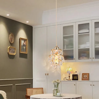 Geometric crystal pendant light, luxury ceiling lamp with faceted design
