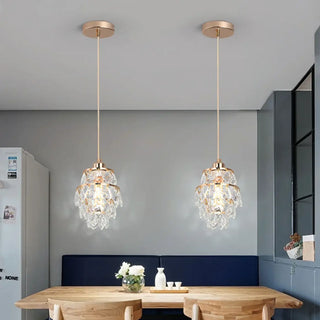 Luxury crystal pendant ceiling lamp with geometric design, hanging light fixture