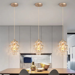 Faceted crystal pendant ceiling fixture, luxury geometric hanging lamp
