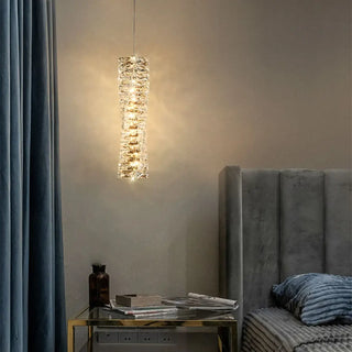Crystal rectangular pendant lamp, sparkling modern hanging ceiling light
