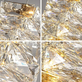 Designer rectangular crystal pendant light, sparkling ceiling hanging fixture