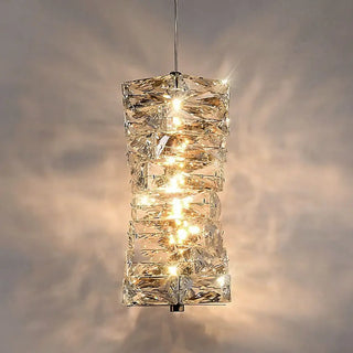 Modern rectangular crystal pendant, sparkling effects ceiling fixture for home
