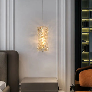 Crystal sparkling rectangular pendant, modern designer ceiling lamp