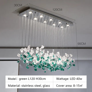 CRISLA Green and Transparent Crystal Ceiling Light – view 6