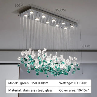 CRISLA Green and Transparent Crystal Ceiling Light – view 7