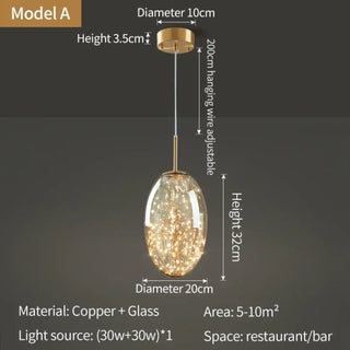 DUROUTYGE Copper and Glass Modern Ceiling Light – view 5