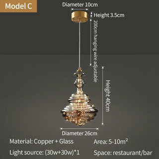 DUROUTYGE Copper and Glass Modern Ceiling Light – view 7
