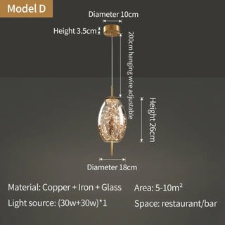 DUROUTYGE Copper and Glass Modern Ceiling Light – view 8