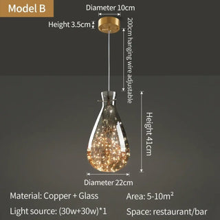 DUROUTYGE Copper and Glass Modern Ceiling Light – view 6
