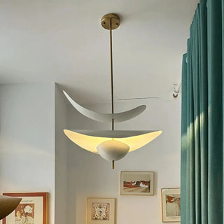 Airy organic pendant light, sculptural floating ceiling hanging fixture