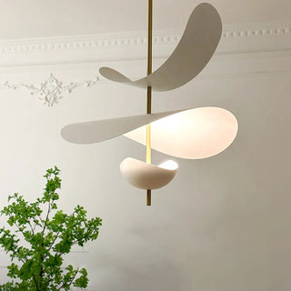 Organic sculptural pendant light, airy floating ceiling hanging fixture