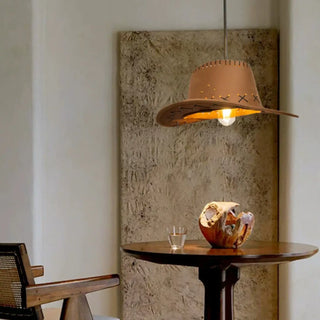 Western cowboy hat pendant light — rustic suspension ceiling lamp