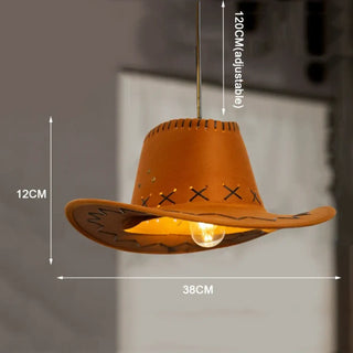 Western Hat Pendant Light – Rustic Suspension Lighting With Soft Diffused Light