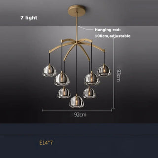Tinted smoked glass pendant, modern designer ceiling fixture for dining room