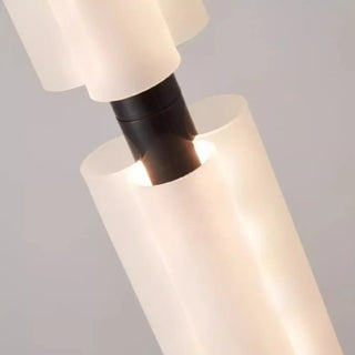Modern white cylindrical glass pendant light, contemporary hanging ceiling lamp