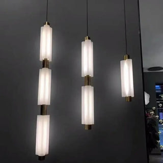 Contemporary white cylinder glass pendant lamp, modern hanging ceiling light