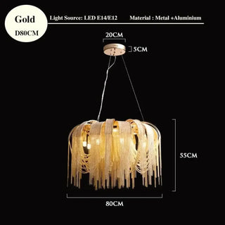 Colgante de oro: lámpara colgante de diseño con guirnalda de luces iluminadas