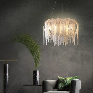Colgante de oro: lámpara colgante de diseño con guirnalda de luces iluminadas