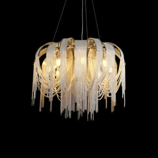 Colgante de oro: lámpara colgante de diseño con guirnalda de luces iluminadas