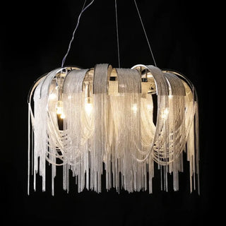 Gold pendant close-up — string light luxury ceiling fixture