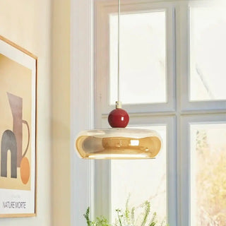 JOLINA Elegant Glass and Wood Ceiling Light – view 2