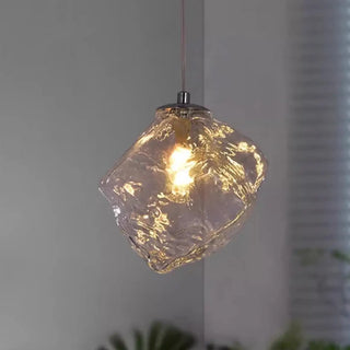 Designer ice cube pendant ceiling lamp in clear glass, suspension hanging light