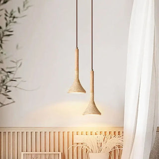 MOUSA Modern Wood and Stone Pendant Ceiling Light – view 3