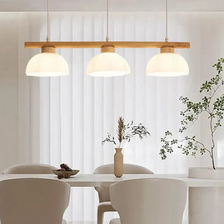 Wood and glass pendant light, modern designer ceiling hanging fixture