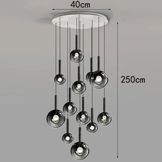 Contemporary bubble sphere pendant detail, floating glass modern ceiling fixture
