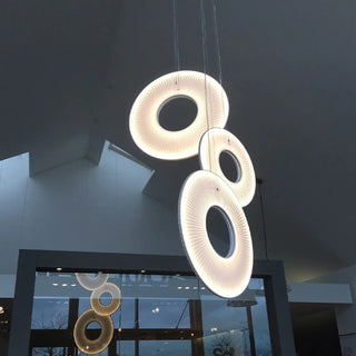 Modern LED pendant light, off-white contemporary ceiling fixture
